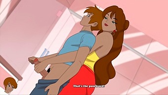 A Mature Brunette Woman Engages In Sexual Activity With Her Daughter'S Younger Partner, In An Animated Setting. This Scene Features Janet, A Popular Character In The Milftoon Drama Series.