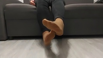 Monika Nylon Unveils Her Shapely Legs In Transparent Nylon Stockings Following A Full Day Of Wear